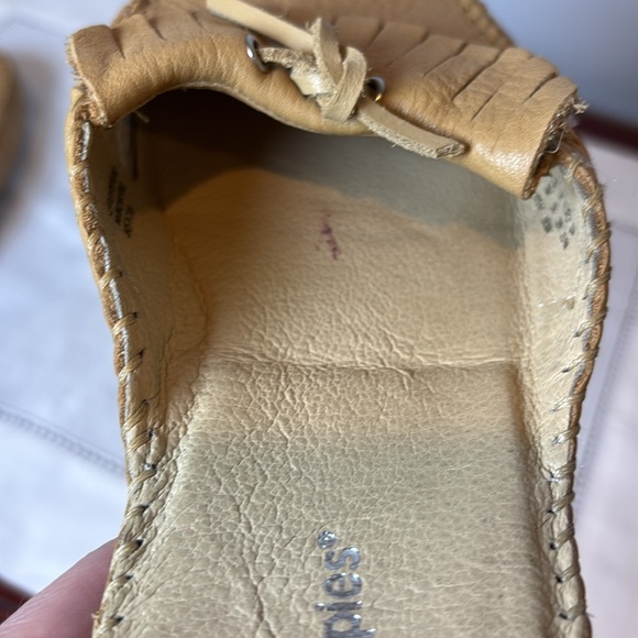 Hush Puppies Leather Fringed Mules Tan leather Slip-On Loafers open back size 7 - Picture 9 of 11